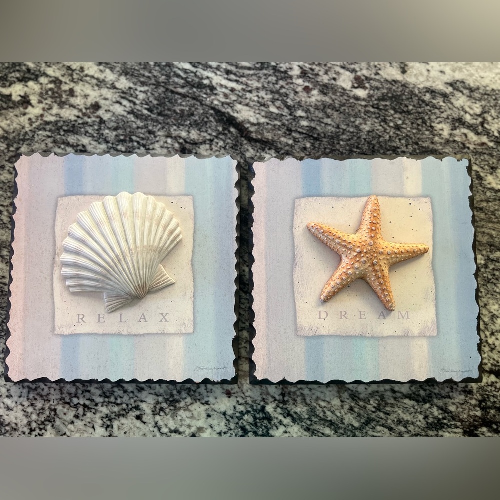 Seashell and Starfish Wall Art Decor 8 x 8